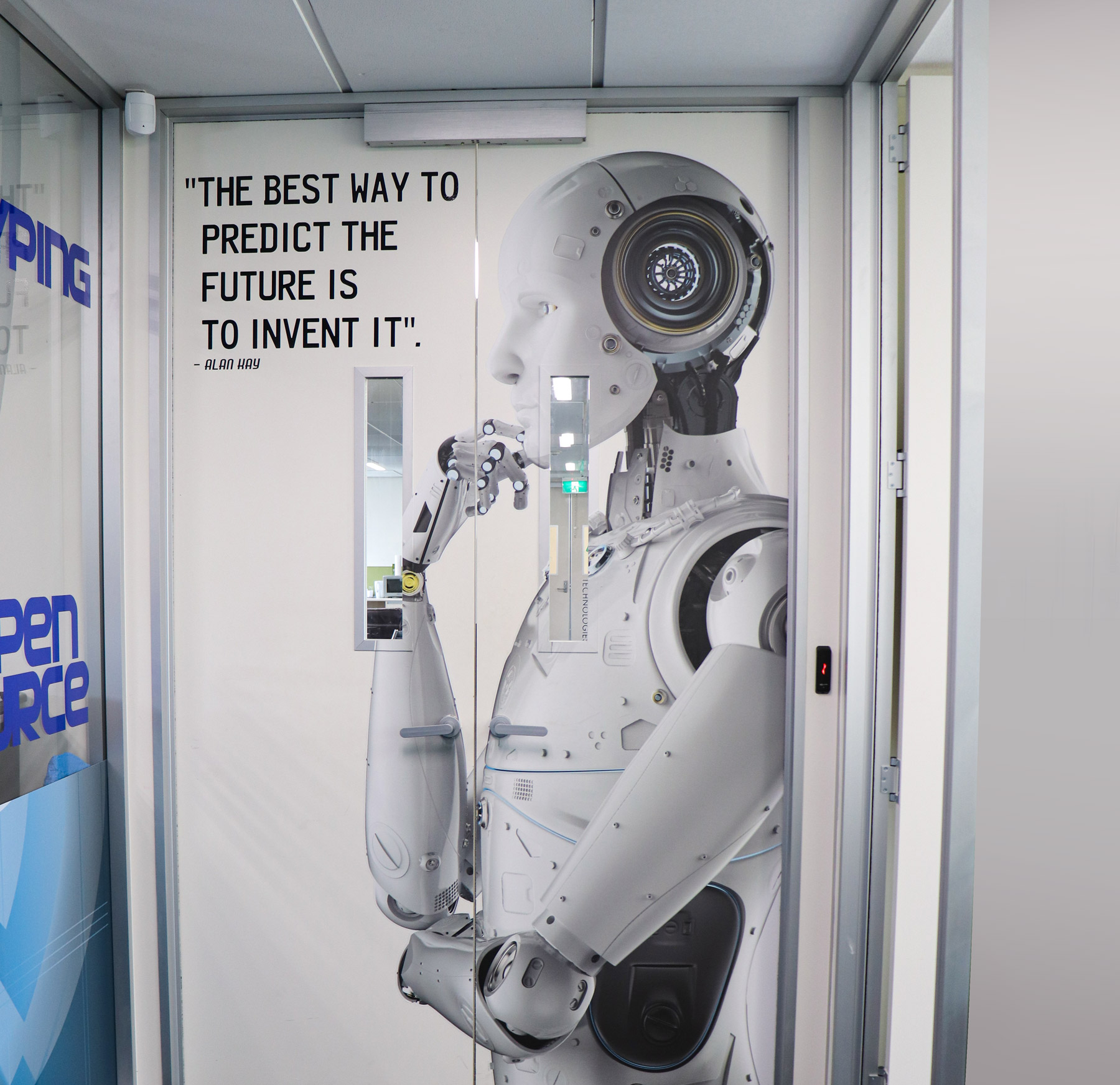 ASG Tech - "The best way to predict the future is to invent it". Door Artwork
